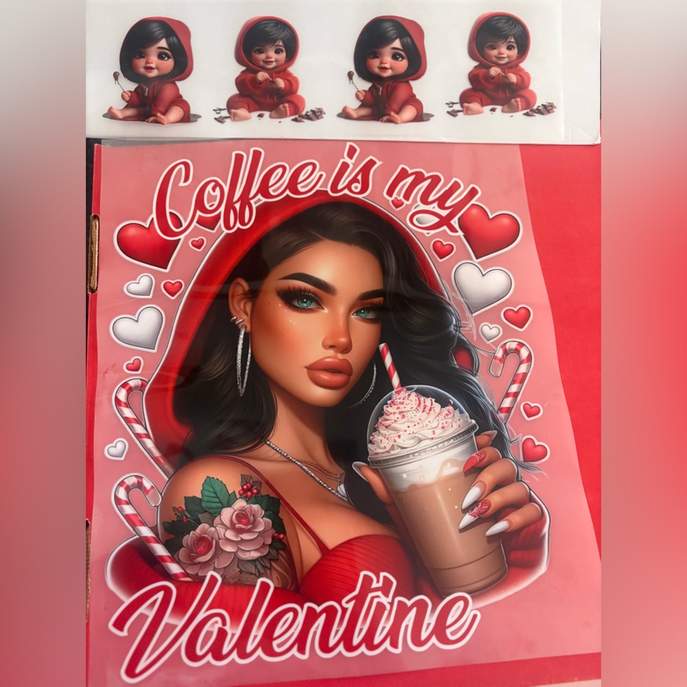 Pink Illustrated Poster with Hearts - Picture 7 of 10